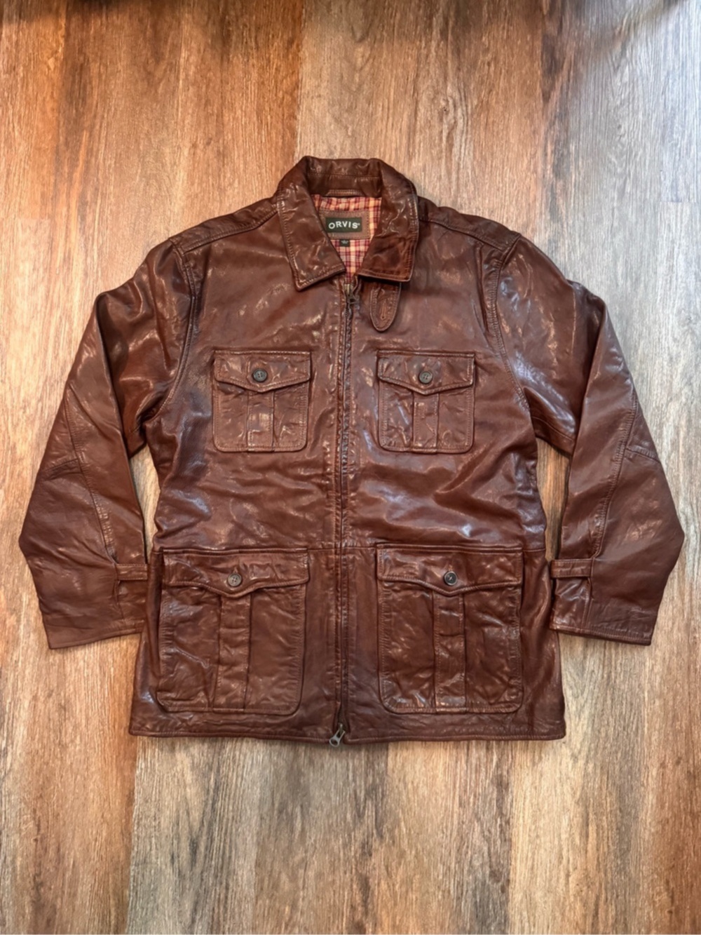 Orvis Men's Brown Leather Field Jacket